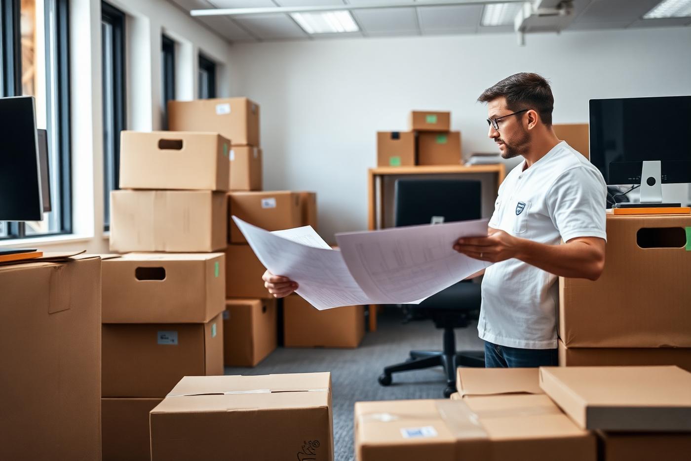 Organized labeled boxes for a Northern Colorado office move